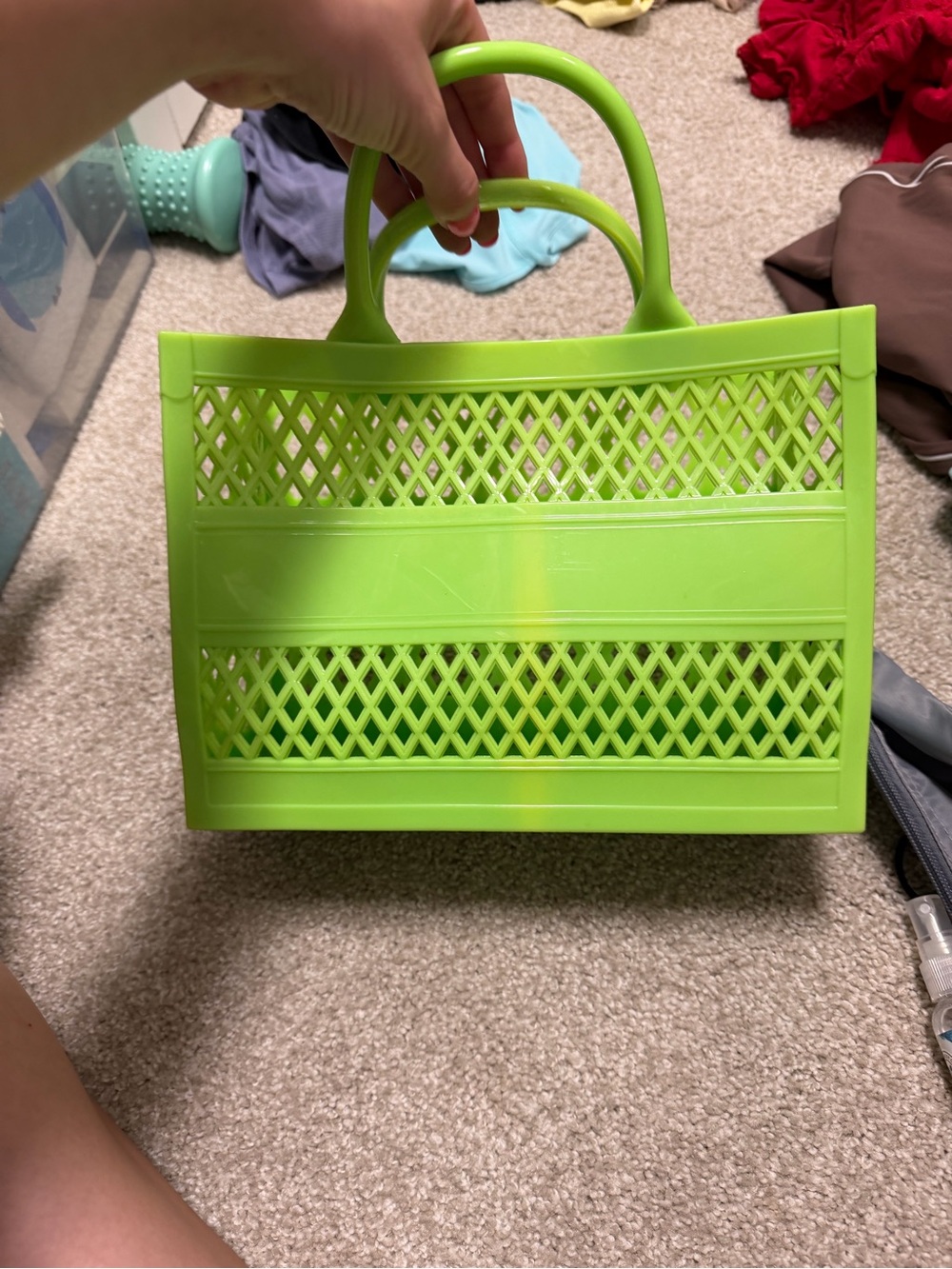 Nordstrom Neon Lime Lattice Tote - Picture 3 of 5